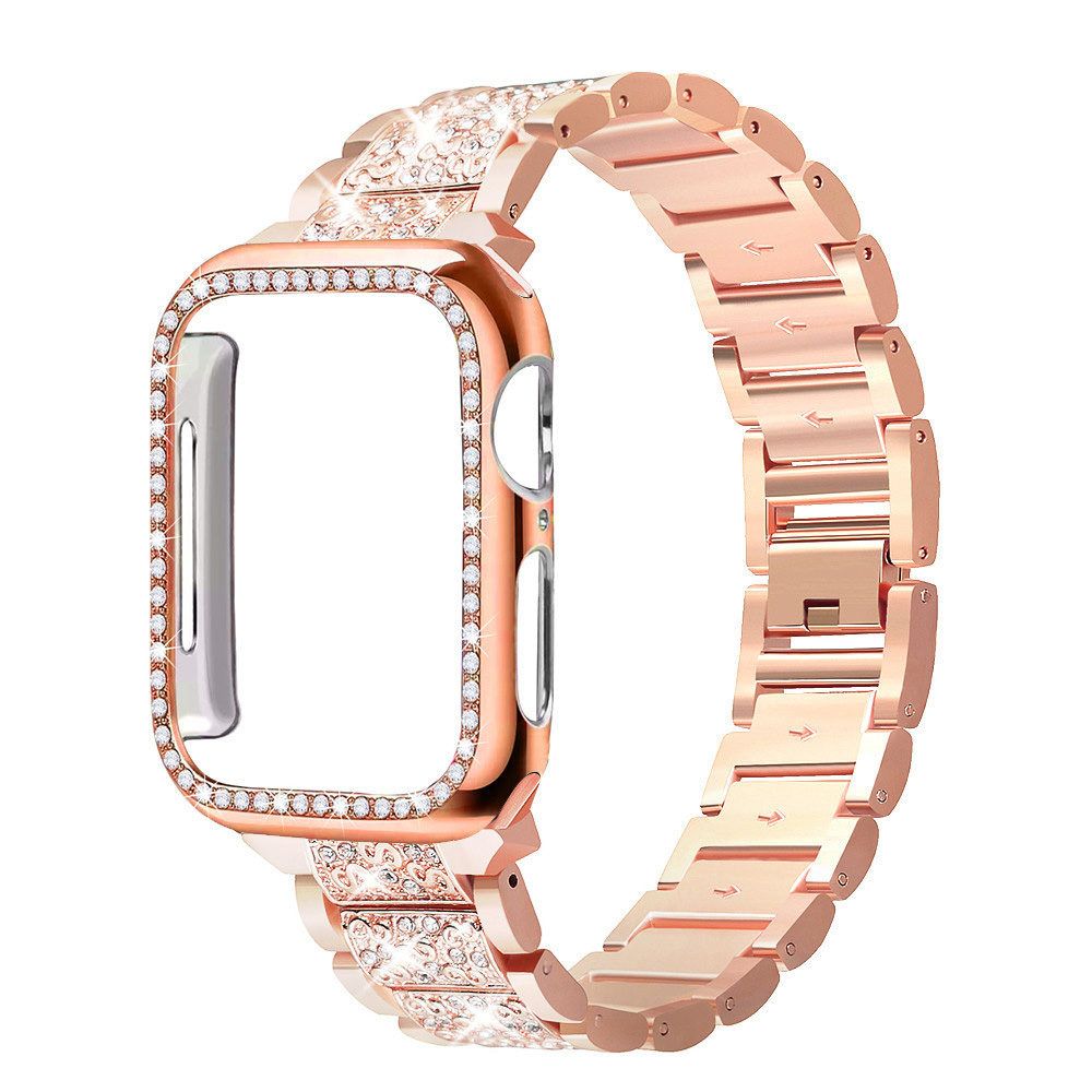 Luxury Watch Apple Bands - アップルウォッチ用メタルブレスレット,ダイヤモンド,iwatchシリーズ9,8,3,6,se,7,40mm, 41mm, 45mm, 38mm 42mm、40mm