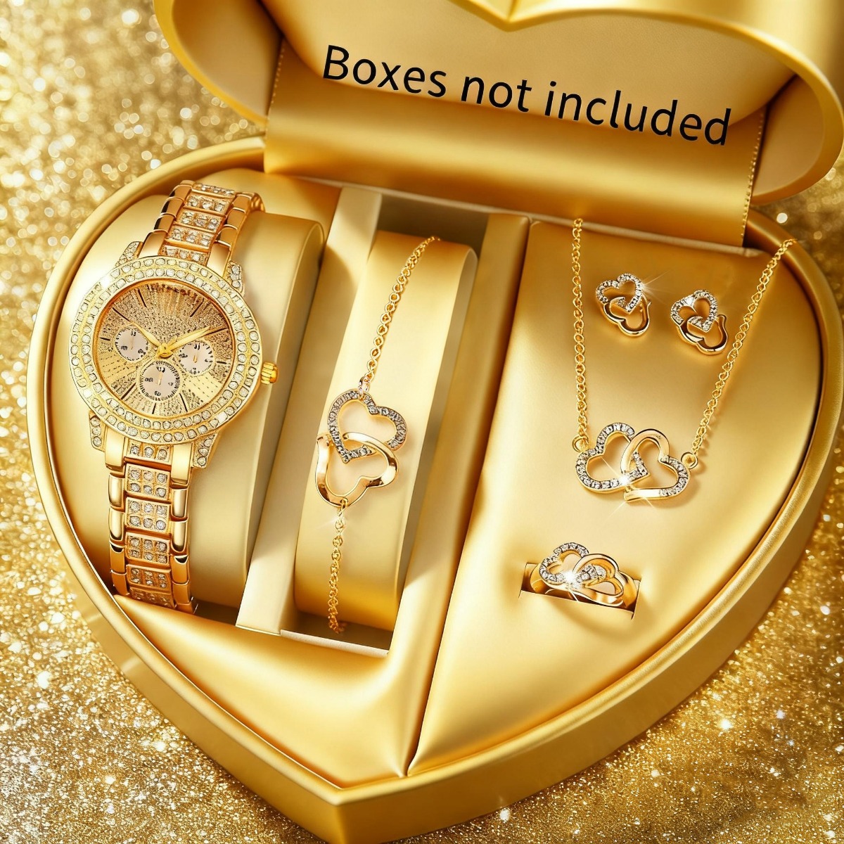 Luxury Watch Travel Case - 6 個の高級ラインストーン女性用腕時計ジュエリーセットレディースファッション合金ストラップクォーツ腕時計リロイムヘールガールズクロック (箱なし)