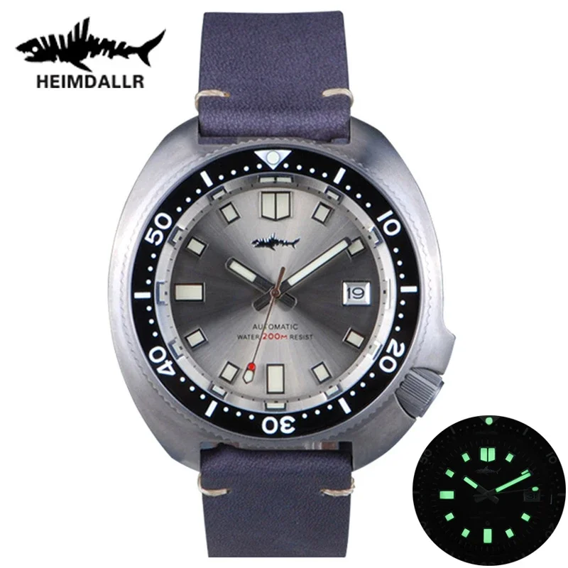 Titanium Sport Watch - Heimdallr-メンズチタンタートルダイバーウォッチ,ブラックダイヤル,セラミックサファイアベゼル,自動巻きムーブメント,耐水性,ルメ,6105, 200m