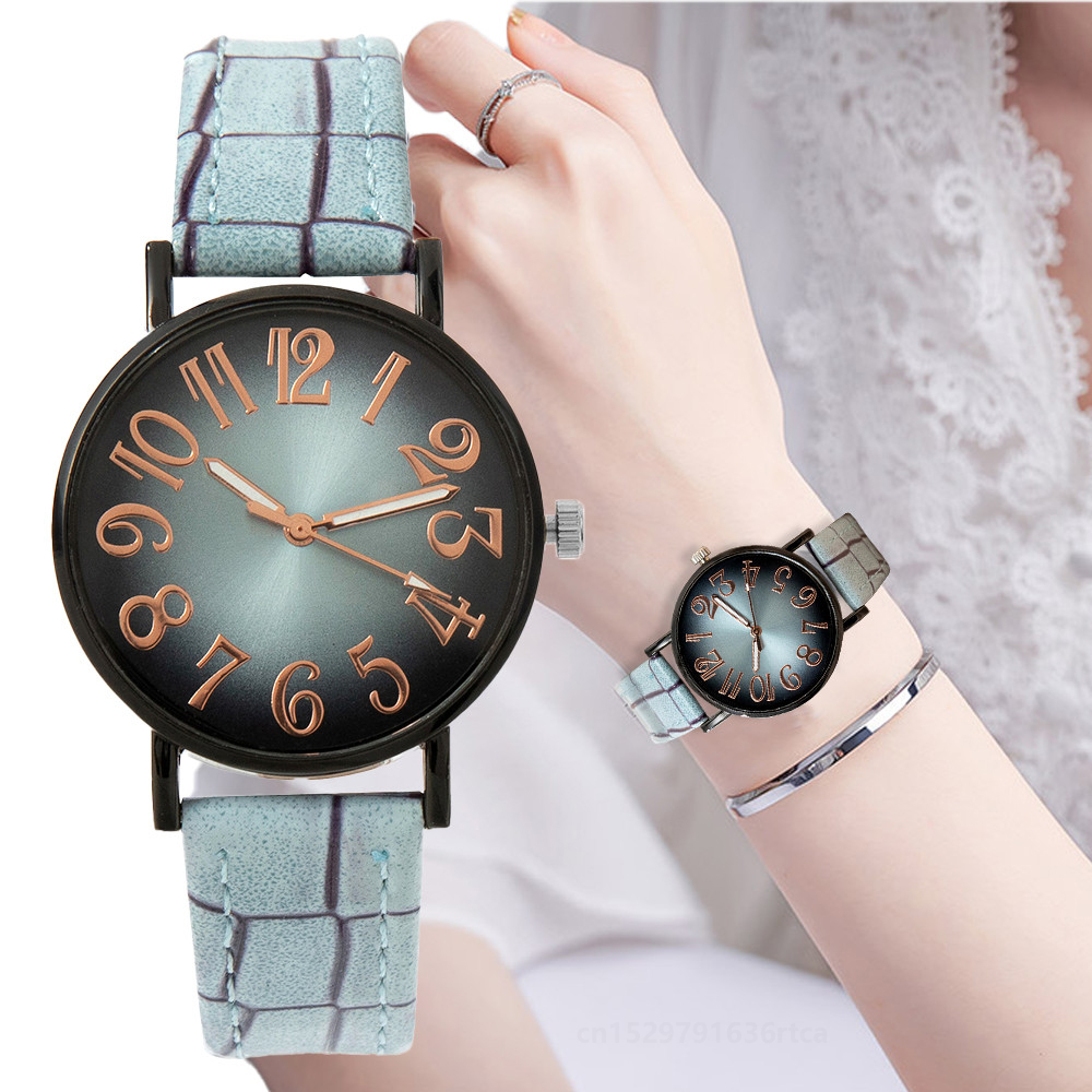 Luxury Watch With Leather Strap - 女性のためのヴィンテージクォーツ時計,カジュアルな市松模様の革ストラップ,腕時計