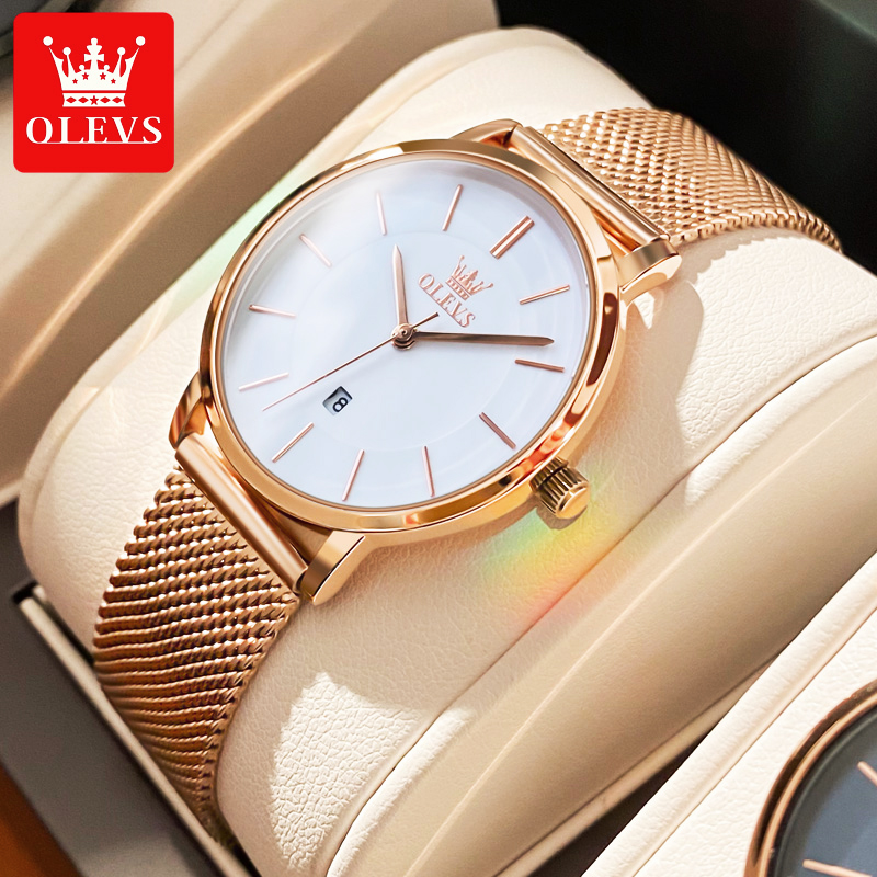 Luxury Watch Travel Case - Olevs-レディースウォッチ,クォーツ,耐水性,ステンレススチール,ピンクゴールド,ギフトボックス