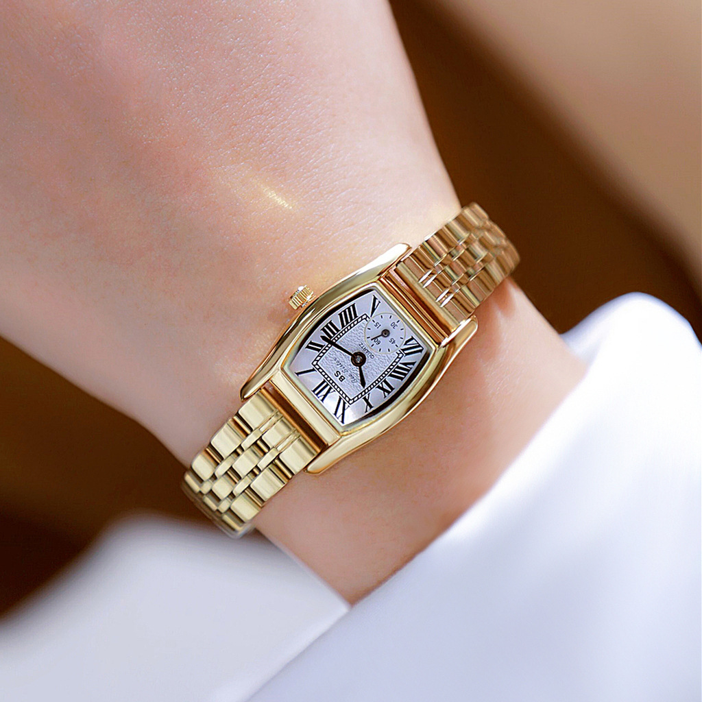 Luxury Watch With Leather Strap - BS レディース腕時計多用途レトロスタイル高級ブランドレザースチールストラップ防水レディースファッションクォーツ時計腕時計ギフト