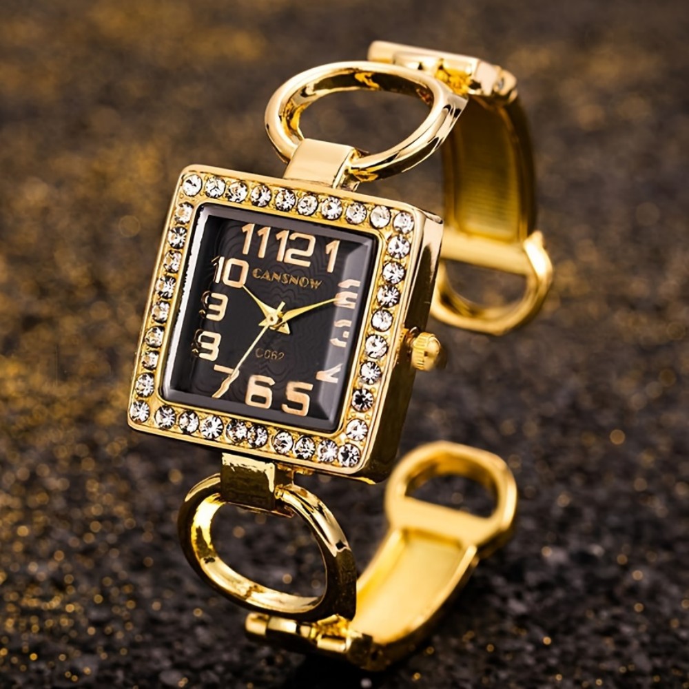 Luxury Watch Square - 高級ファッションラインストーンスクエアダイヤルクォーツ時計エレガントな女性レディースブレスレットバングル時計時間時計 Relojes