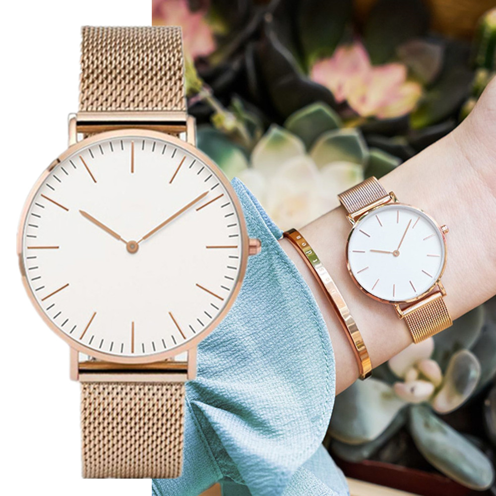 Luxury Watch For Girls - 女性用ステンレスメッシュ腕時計,クォーツ腕時計,シンプル,カジュアル,女性用時計,ギフト,トップブランド,高級,ファッション