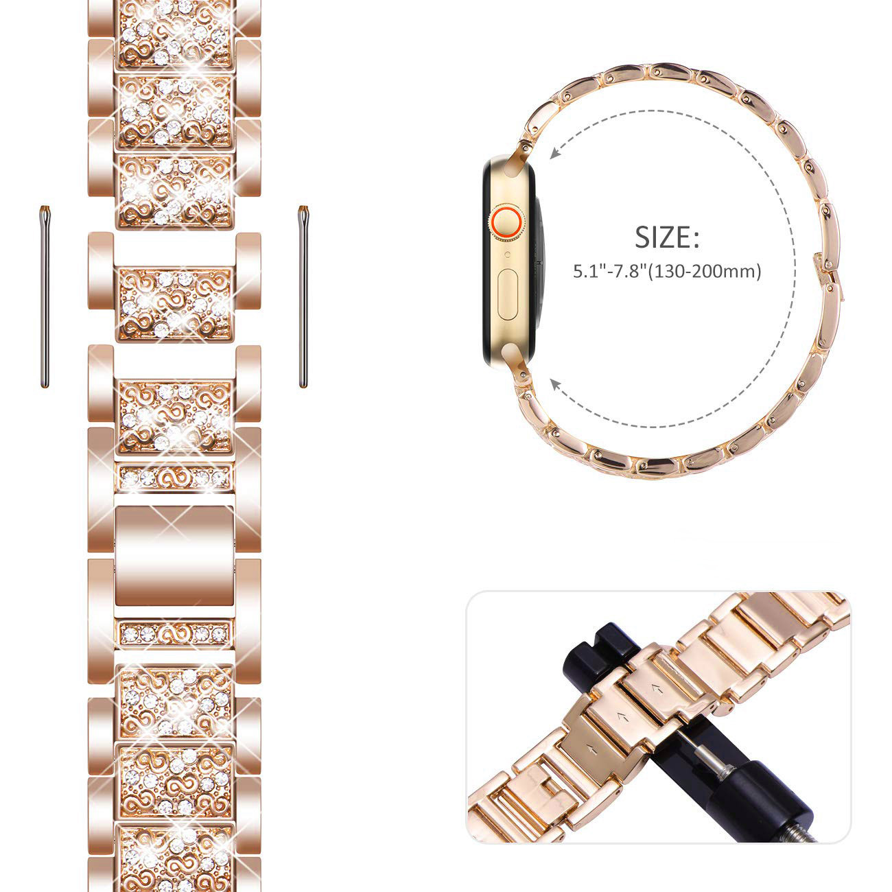 アップルウォッチ用メタルブレスレット,ダイヤモンド,iwat - Luxury Watch Apple Bands のレビューと価格