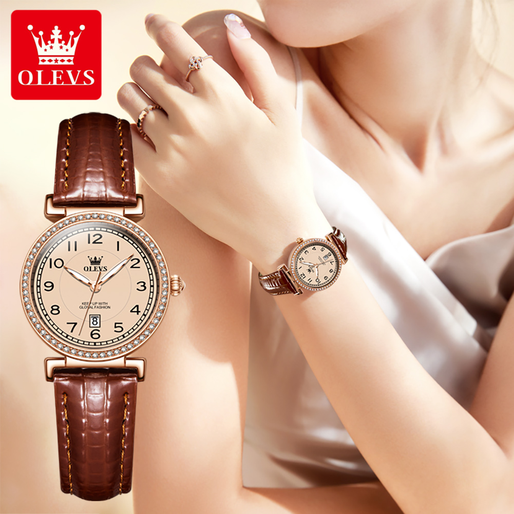OLEVS 5590 高級ブランド レディース腕時計 カレン - Luxury Watch With Leather Strap のレビューと価格