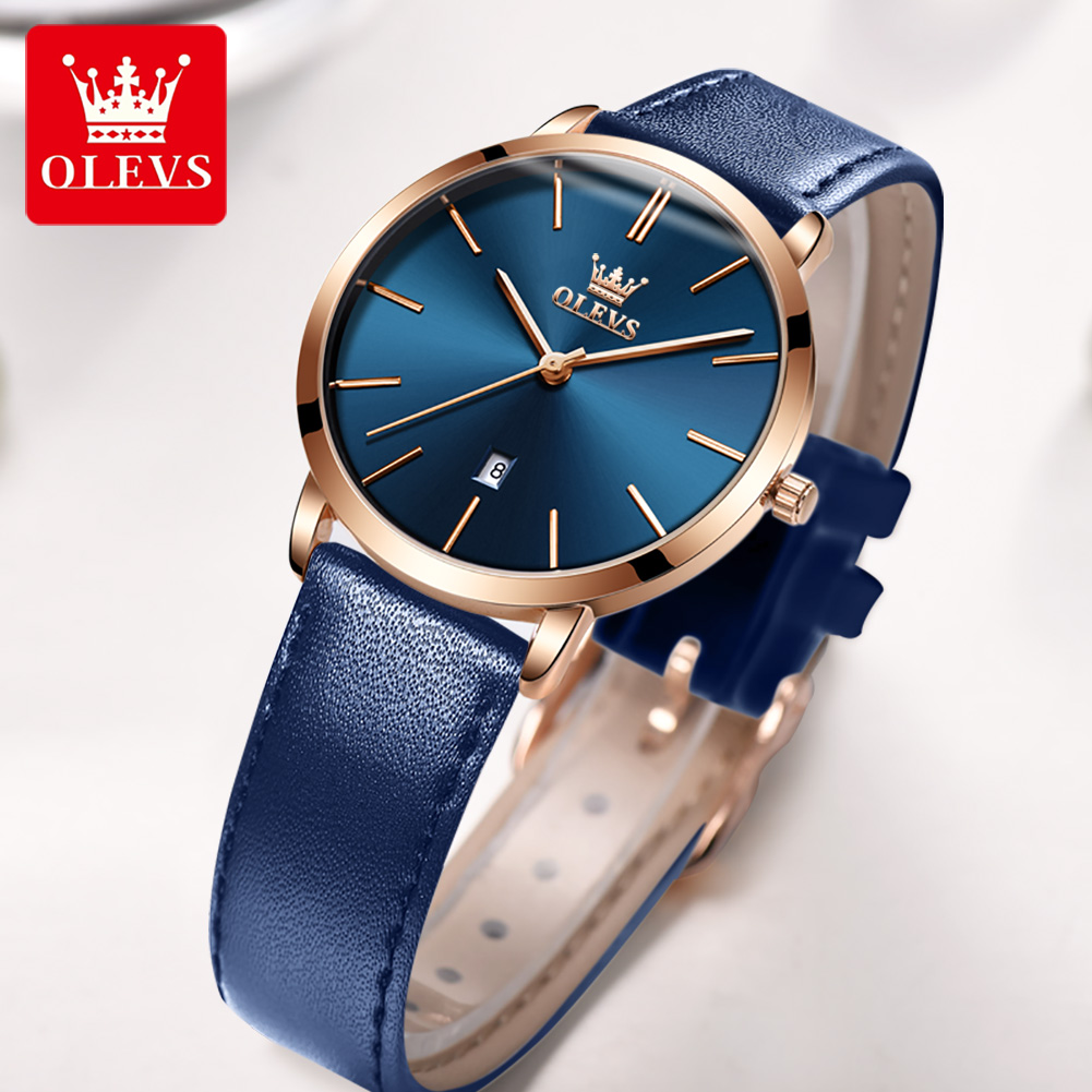 Olevs-女性用超薄型腕時計,防水クォーツ時計,革ストラッ - Luxury Watch With Leather Strap のレビューと価格