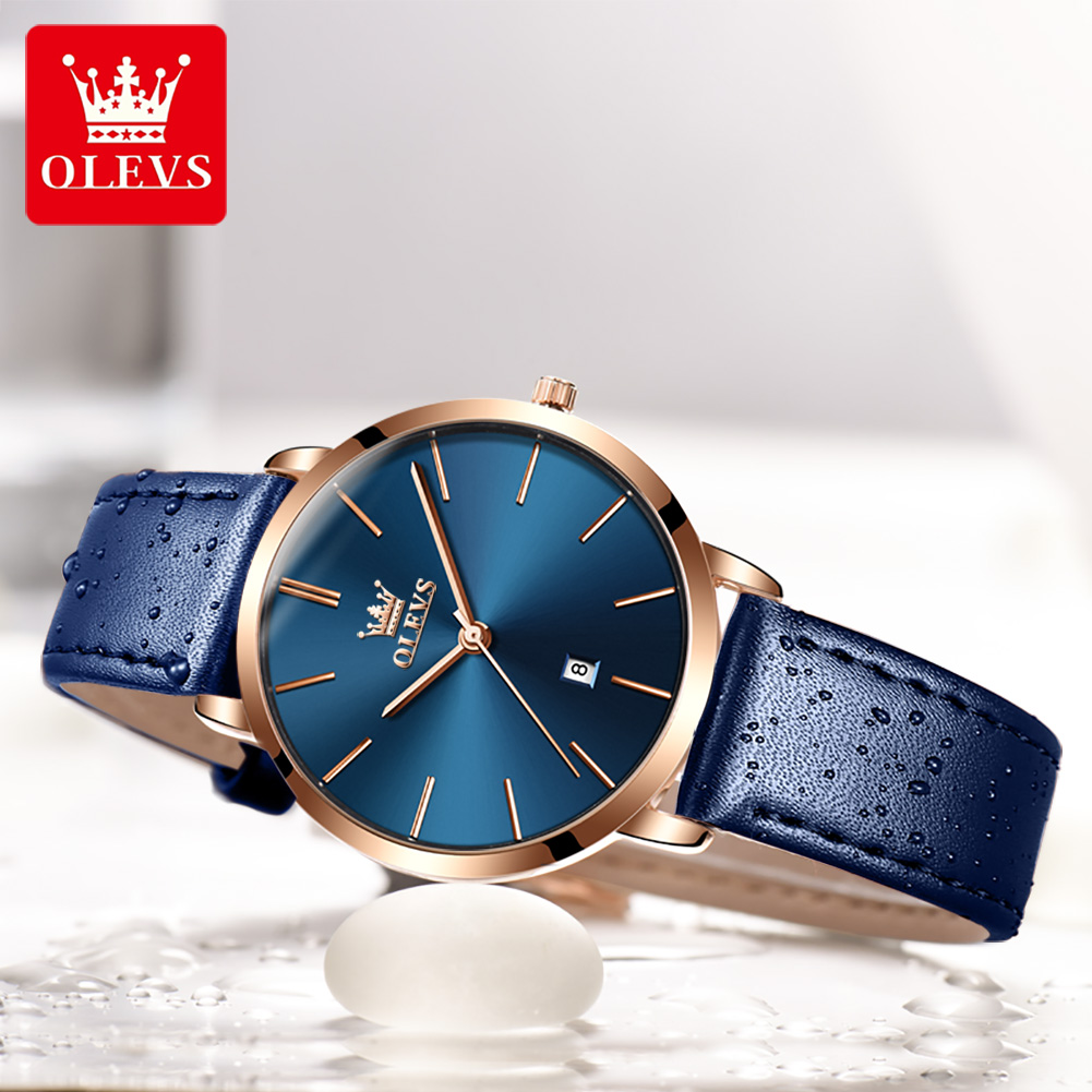 Olevs-女性用超薄型腕時計,防水クォーツ時計,革ストラッ - Luxury Watch With Leather Strap のレビューと価格