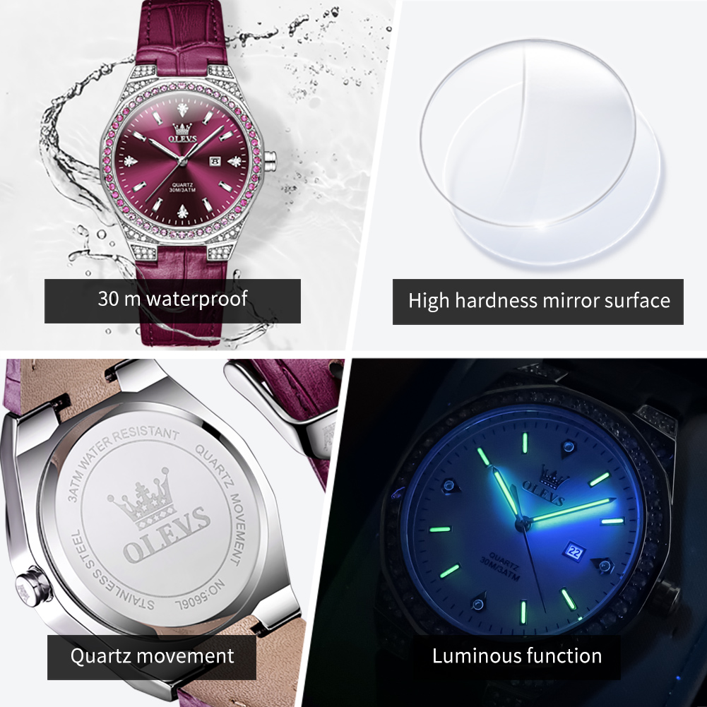 OLEVS オリジナルレディース腕時計ダイヤモンドラップファ - Luxury Watch With Leather Strap のレビューと価格