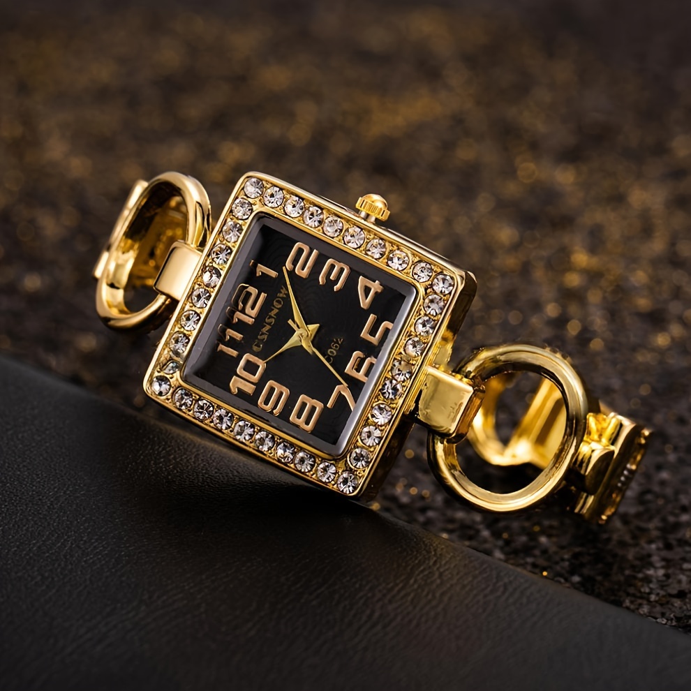 高級ファッションラインストーンスクエアダイヤルクォーツ時計エ - Luxury Watch Square のレビューと価格