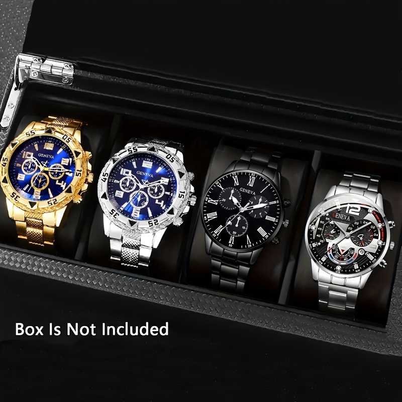 メンズジュネーブウォッチセット 4スタイル 高級クロノグラフ - Luxury Watch Under 20000 のレビューと価格