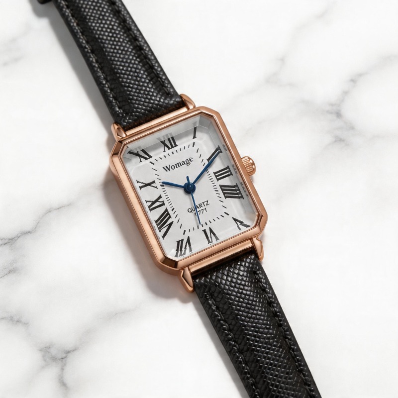 ファッション長方形クォーツ時計女性のための高級ブランドローマ - Luxury Watch With Leather Strap のレビューと価格