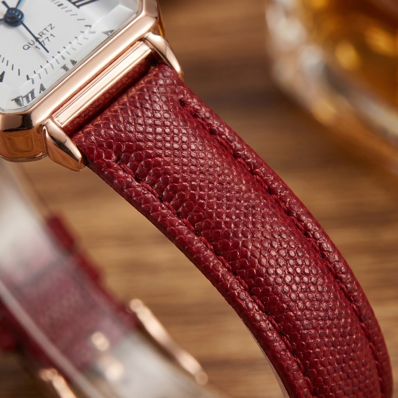 ファッション長方形クォーツ時計女性のための高級ブランドローマ - Luxury Watch With Leather Strap のレビューと価格