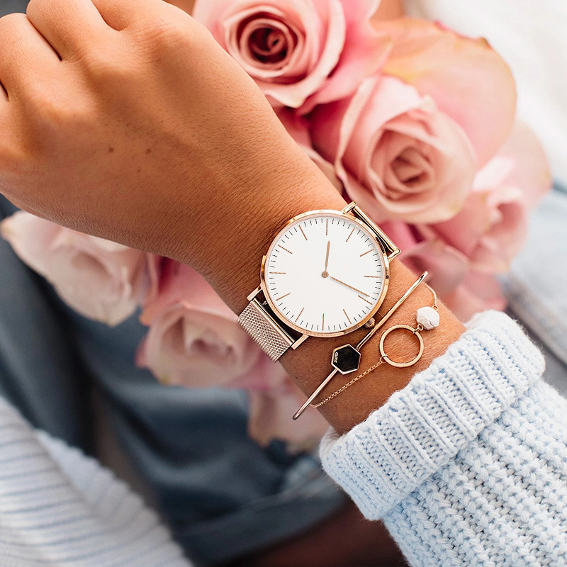 女性用ステンレスメッシュ腕時計,クォーツ腕時計,シンプル,カ - Luxury Watch For Girls のレビューと価格