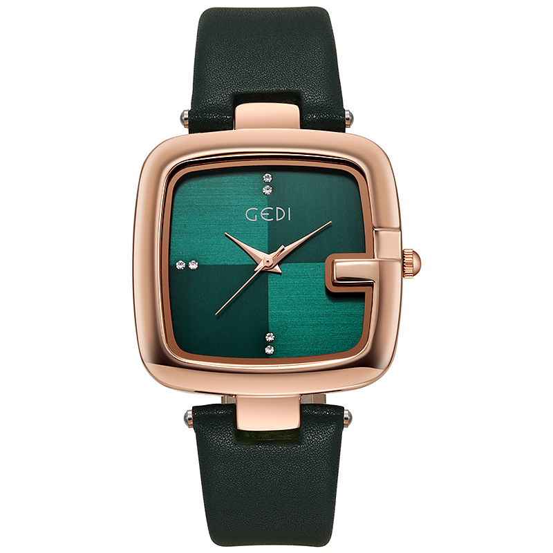 Gedi-女性用ラージスクエアダイヤル腕時計、ハイエンドレザ - Luxury Watch With Leather Strap のレビューと価格