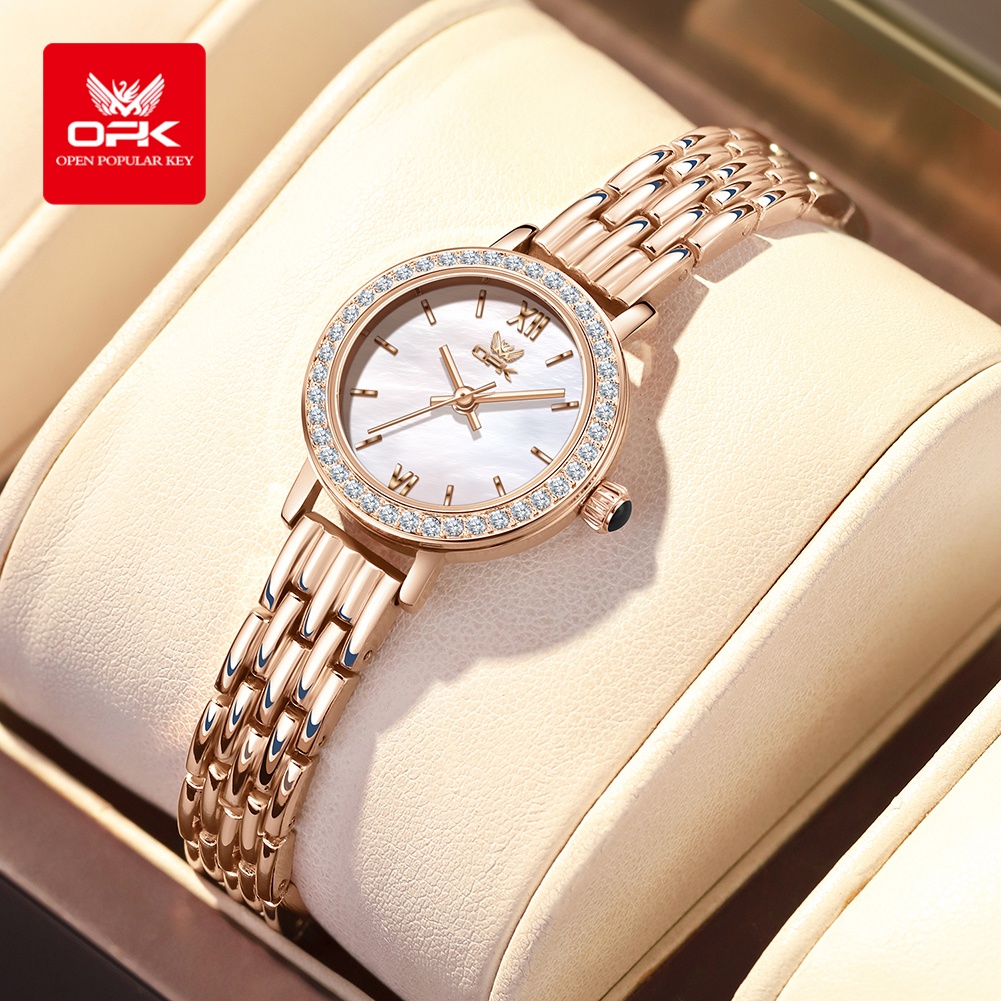 OPK 6063 ライト高級腕時計女性用小さなラウンドダイヤ - Luxury Watch With Leather Strap のレビューと価格