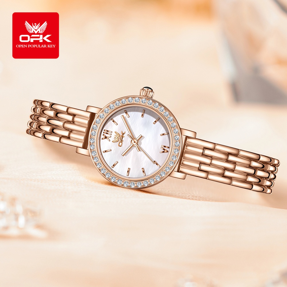 OPK 6063 ライト高級腕時計女性用小さなラウンドダイヤ - Luxury Watch With Leather Strap のレビューと価格