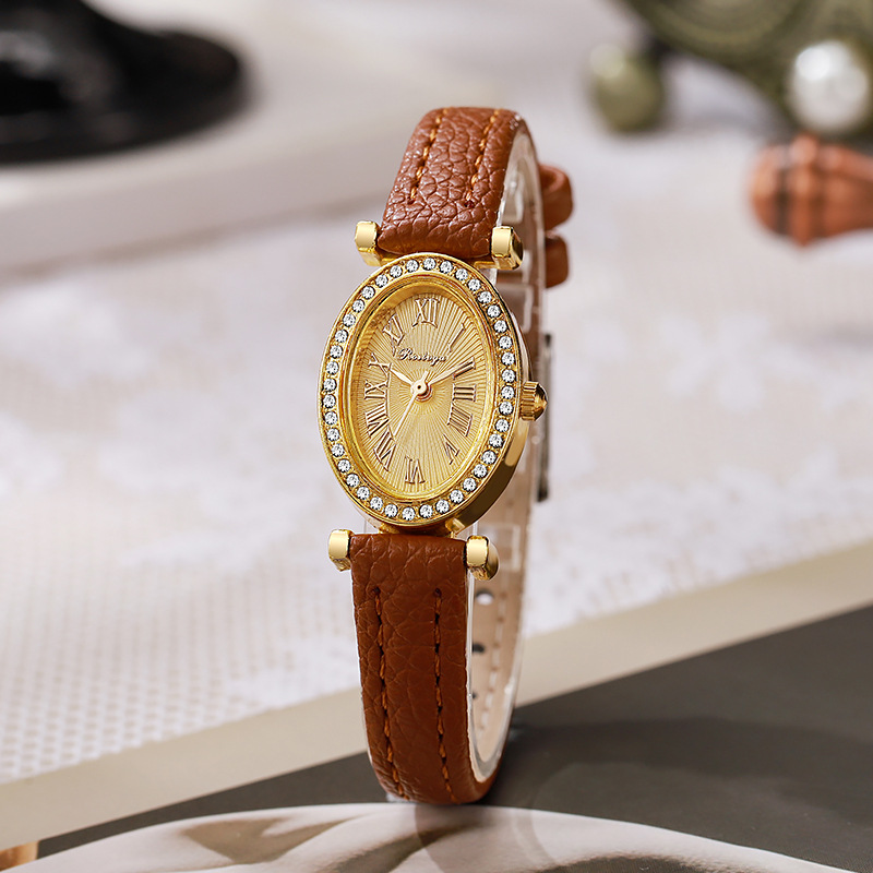 ラグジュアリーウォッチ レディース ファッション オーバルダ - Luxury Watch With Leather Strap のレビューと価格