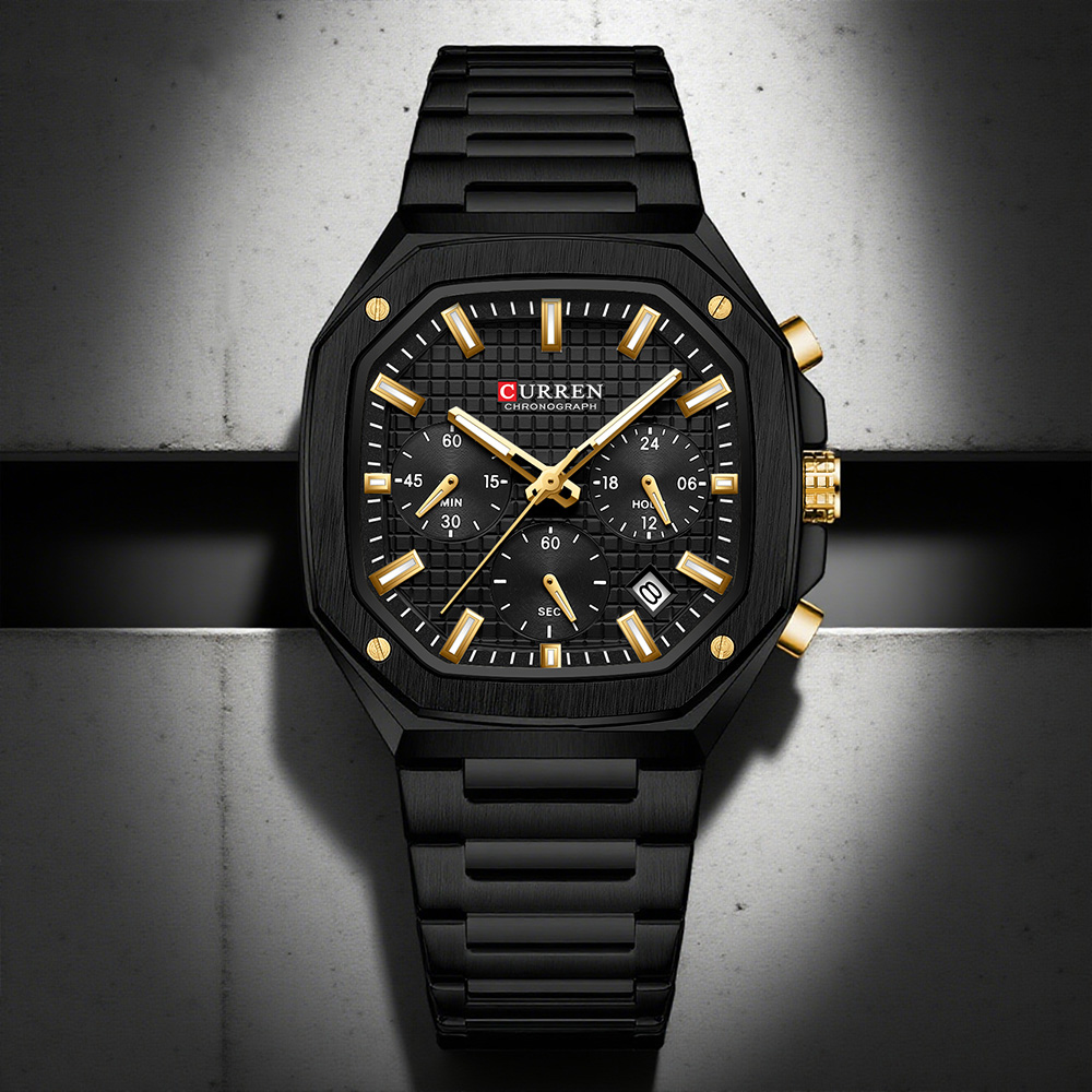 CURREN 高級スクエアクロノ腕時計男性用クラシックデザイ - Luxury Watch Square のレビューと価格