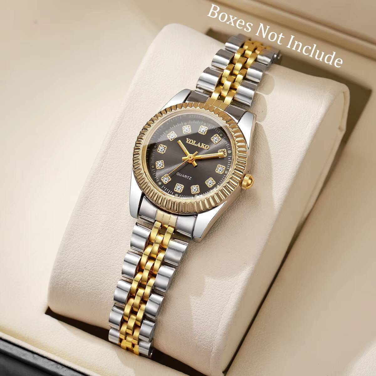 ファッションラインストーン女性用クォーツ時計高級ステンレスス - Luxury Watch Travel Case のレビューと価格
